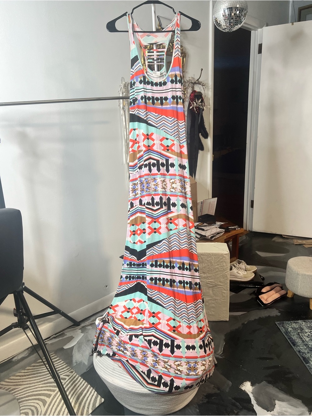 Volcom Maxi Dress in Coral, Mint & Black -